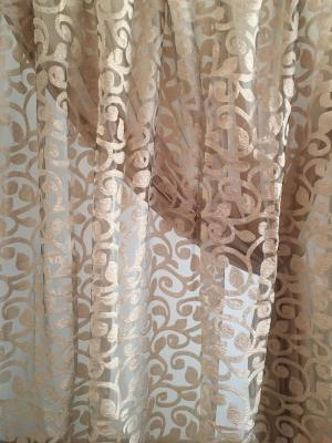 Бежово перде с красива флорална завеса - двуслойно, плътно