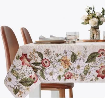 Жакардова покривка с цветен бордюр – прекрасни пастелни цветове