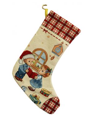 Коледен чорап от жакард с деца и подаръци – 40x60 см