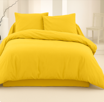 Памучен спален комплект ярко жълт, едноцветен
