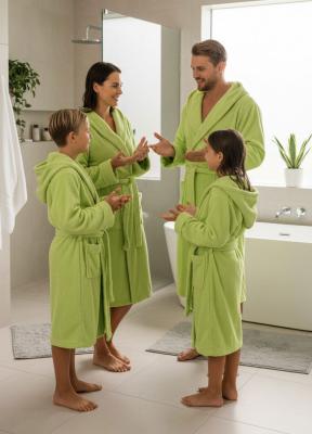 Памучно зелено детско халатче за баня - за момиченца и за момченца