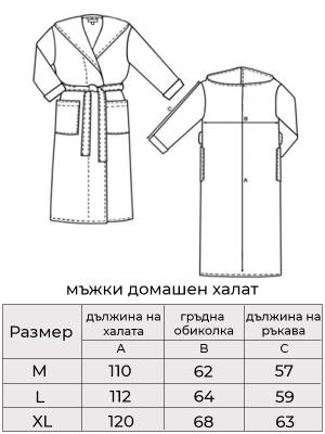 Луксозен син халат за баня от - памучен, хавлиен плюш с паспел